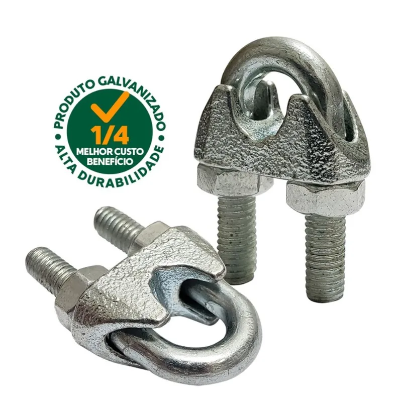 Clips Grampo Para Cabo De Aço 1/4 Galvanizado - 2 Unidades