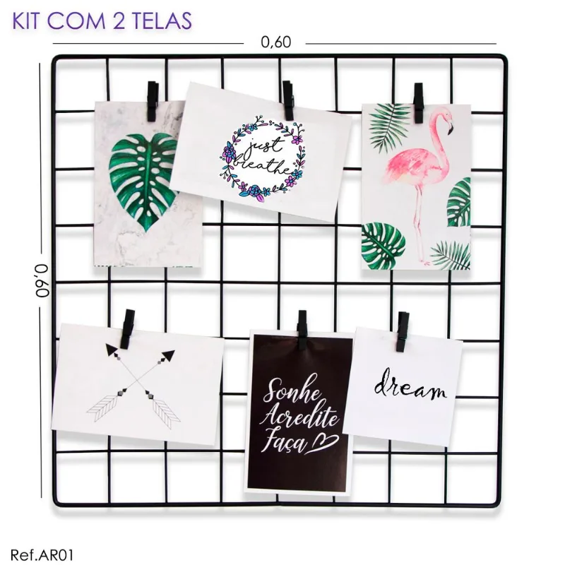 Kit Painel De Fotos Tela Aramada 0,60 X 0,60 - 2 Unidades
