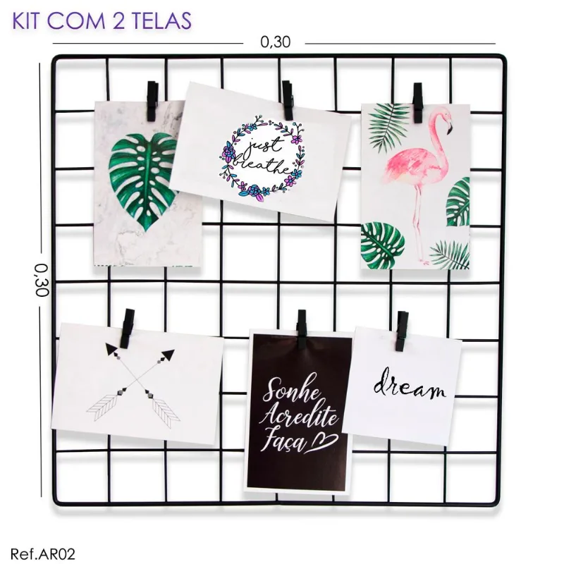 Kit Painel De Fotos Tela Aramada 0,30 X 0,30 - 2 Unidades
