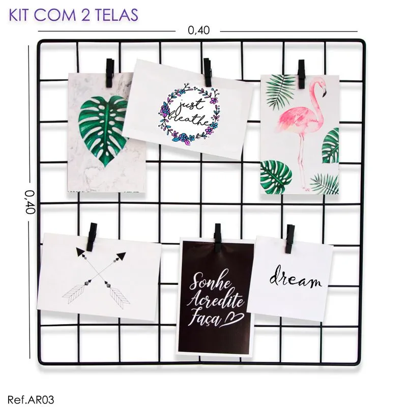 Kit Painel De Fotos Tela Aramada 0,40 X 0,40 - 2 Unidades