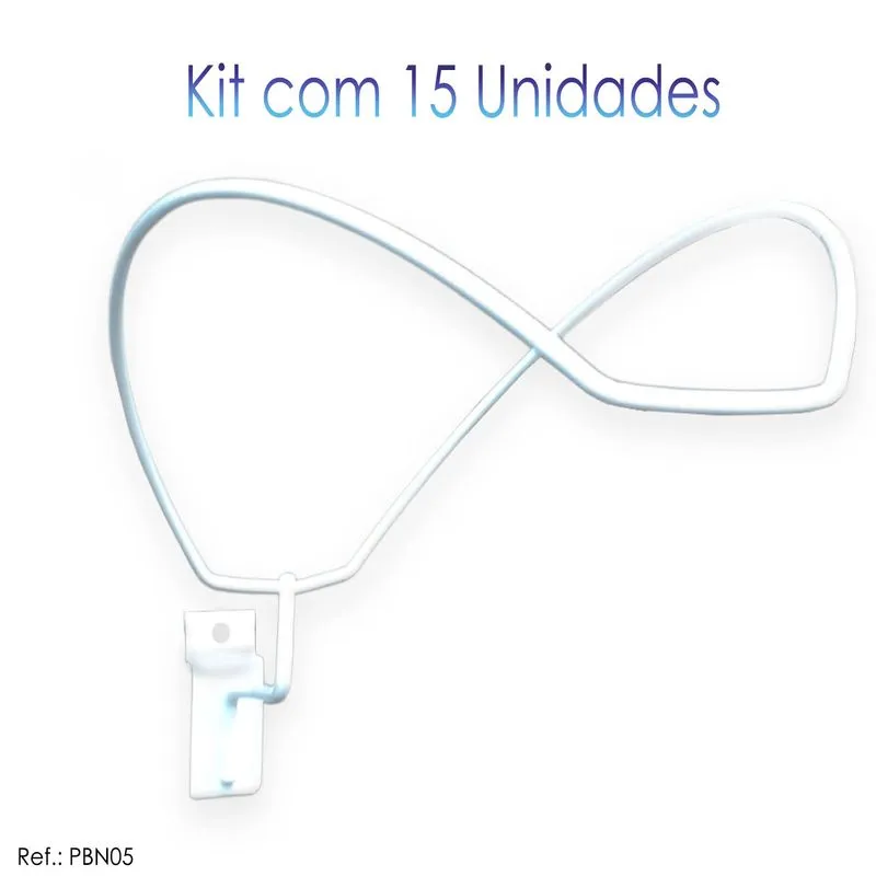 Suporte De Boné Branco P/ Painel Canaletado - 15 Unidades