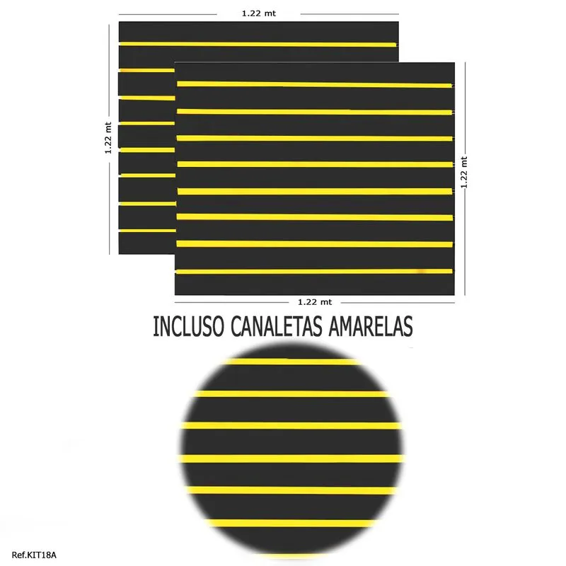 2 Paineis Canaletado Preto - 1,22 X 1,22 + Canaletas Amarelas