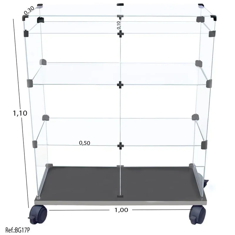 Balcão De Vidro Vitrine Modulado Caixa Mdf C/ Preto - 1,00 X 1,10 X 0,30