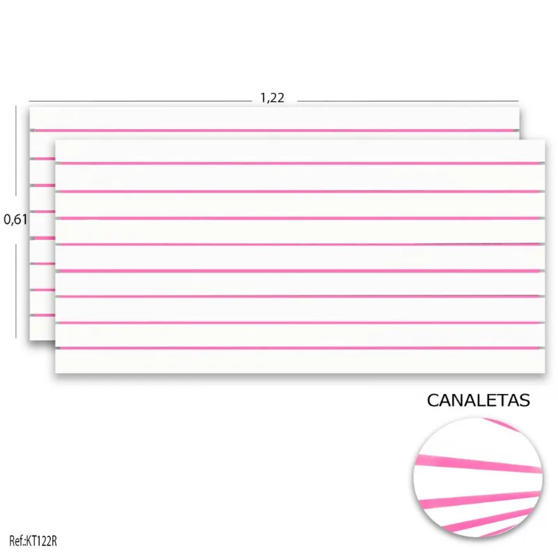 Painel Canaletado Branco 122x61 (2peças) +canaletas ROSA