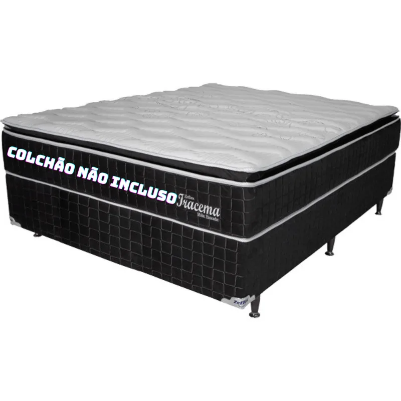 Base Box Casal Zeflex Iracema Cor Preto e Branco Tamanho 138x188x43