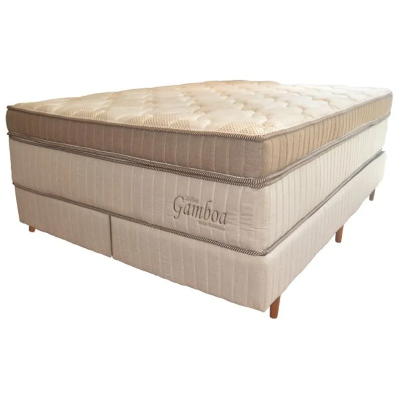 Conjunto Box Queen 158x198x73 Gamboa Com Eurotop Zeflex Marrom