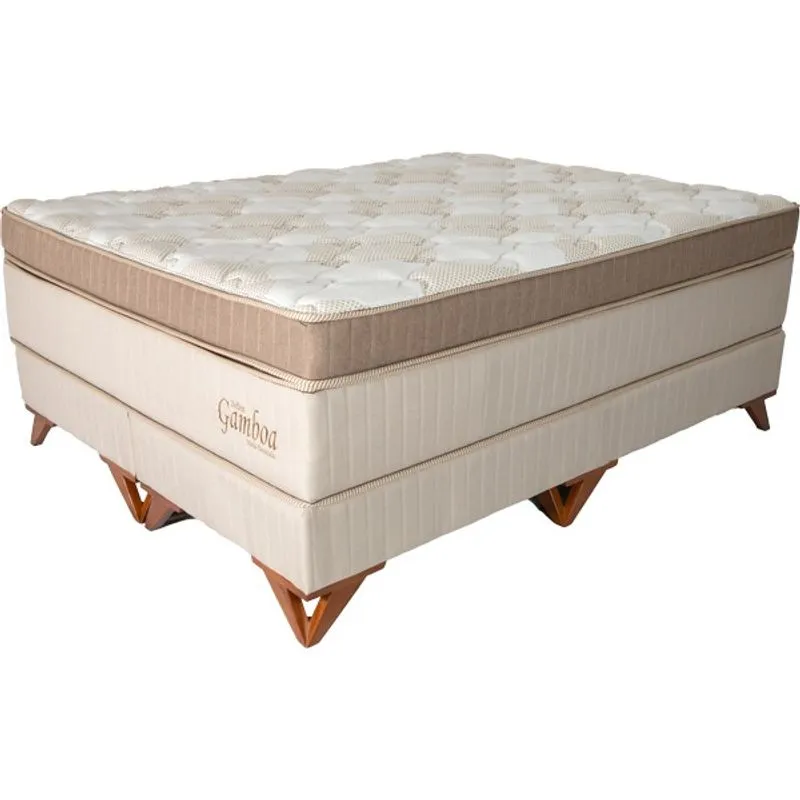 Conjunto Box King 193x203x73 Gamboa Com Eurotop Zeflex Marrom