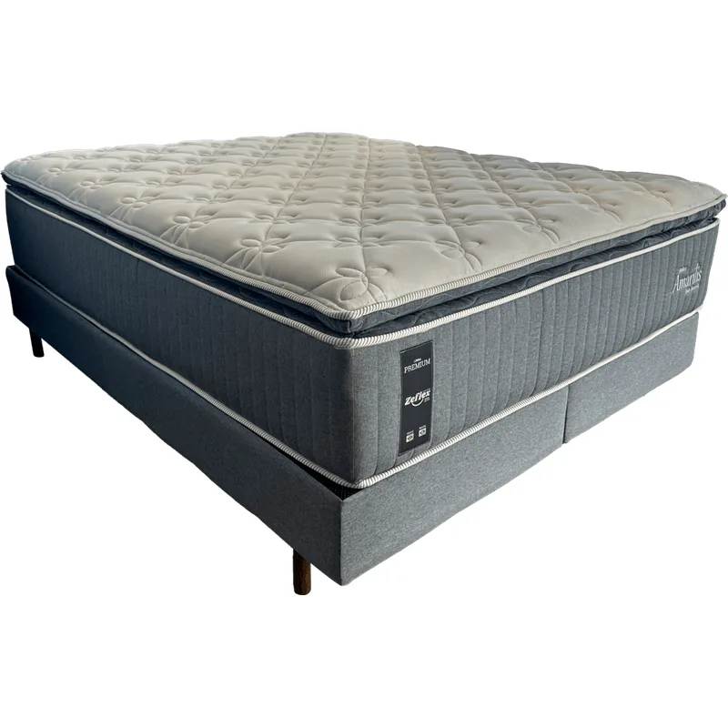 Conjunto box Amarilis Zeflex Queen 158X198X40 Com Pillow Touch Cinza/Branco