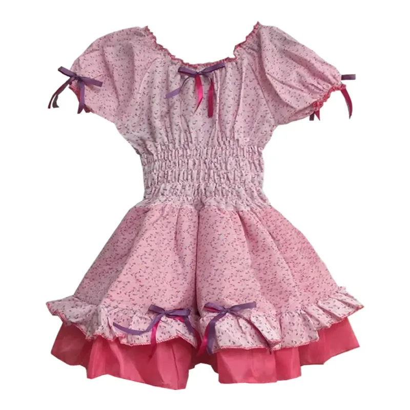 Vestido Infantil Junino Franzido Cintura Rosa Confetes