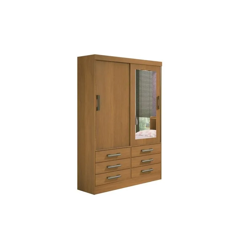 Guarda Roupa Solteiro 2 Portas 6 Gavetas Meridian Plus D'Doro Cinamomo