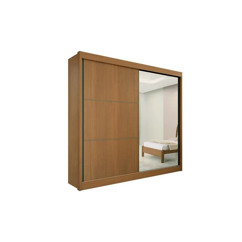 Guarda Roupa Casal com Espelho 2 Portas 6 Gavetas Titanium D'Doro Cinamomo/ Cinamomo com Of White