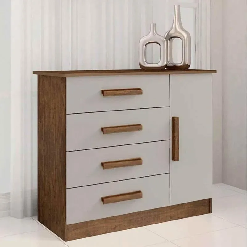 Cômoda Firenze 4 Gavetas 1 Porta Comsapateira 100% Mdf Ipe Off