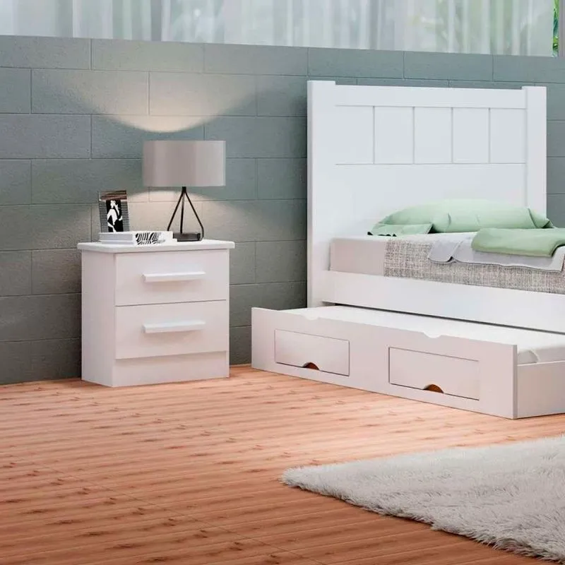 Mesa De Cabeceira New Athos 2 Gavetas 100% Mdf D Doro Móveis Branco