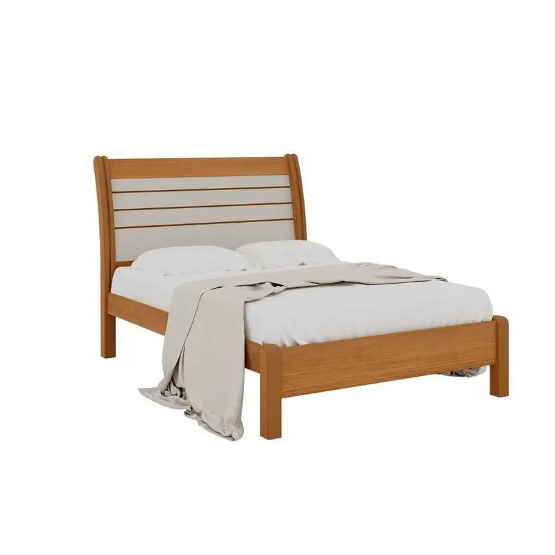 Cama De Casal Queen Esmeralda Plus 100% Mdf D Doro Móveis Cinamomo Off