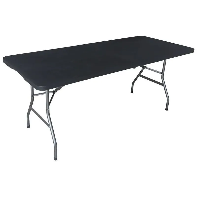 Mesa Dobravél Preto Retangular 180X70X70Cm Domni