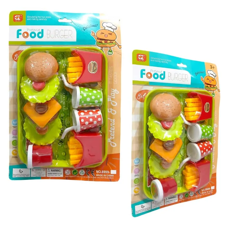 Kit de Cozinha de Brinquedo Hambúrguer 12 Peças Domni