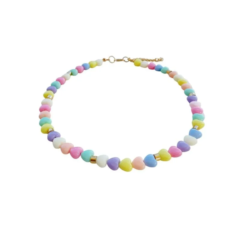 Colar Feminino Corações Coloridos