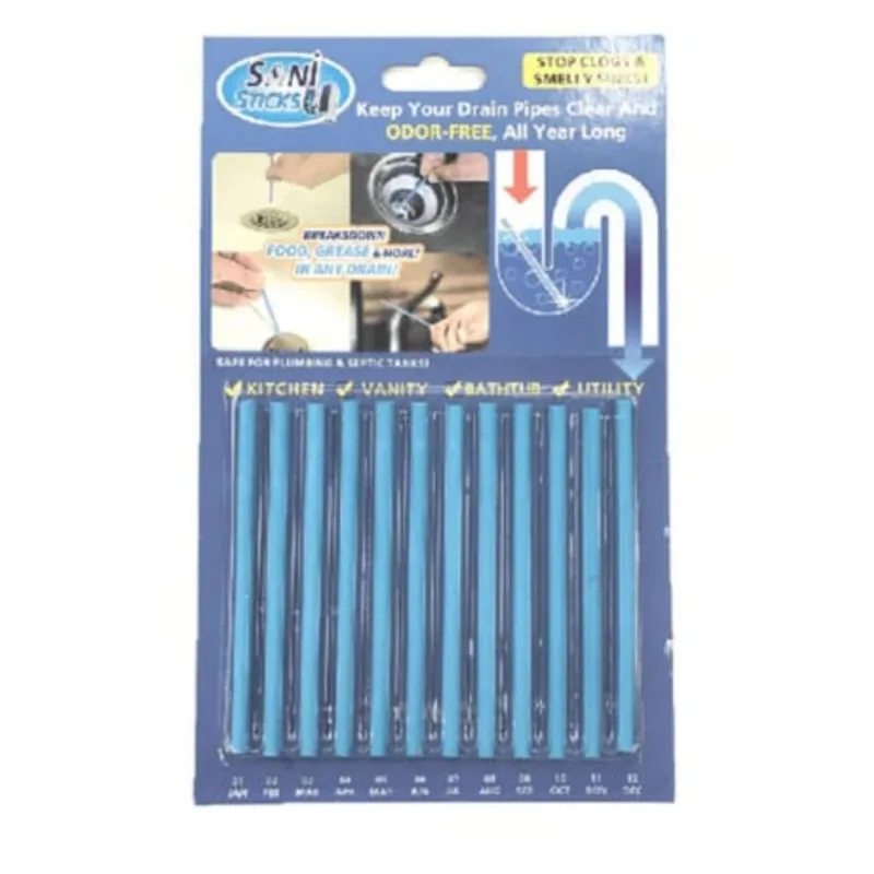 Sani Sticks Limpador Dreno Pia Ralo Banheiro Desentupidor