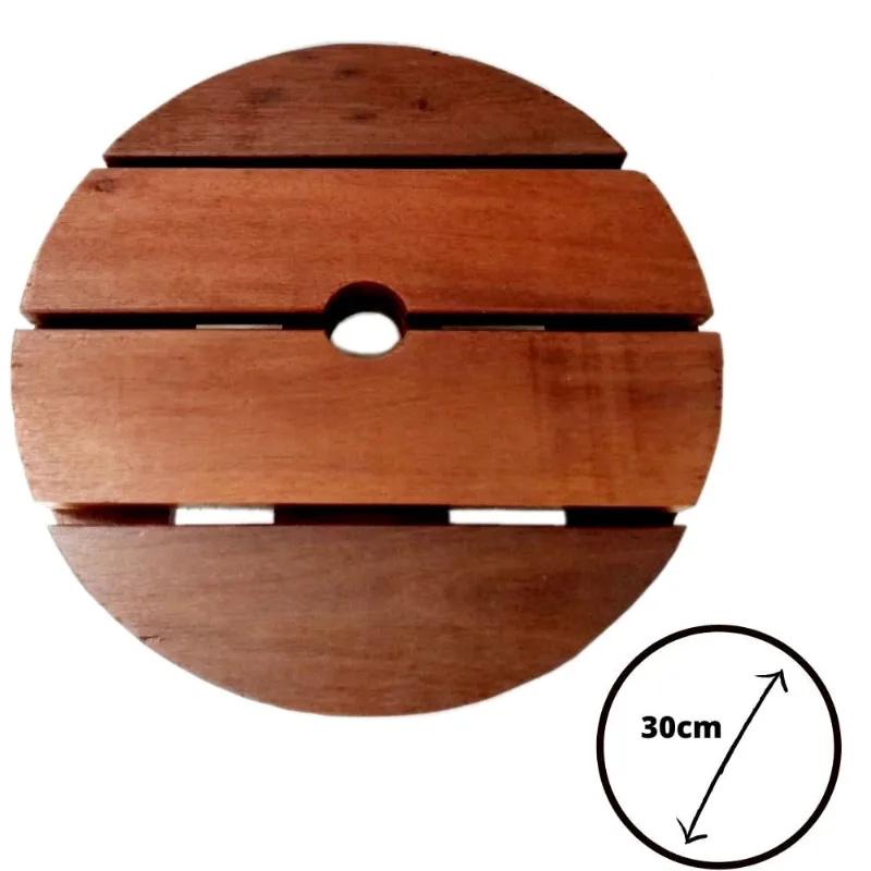 Suporte De Vaso De Plantas Madeira 30 Cm Com Roda Cristal