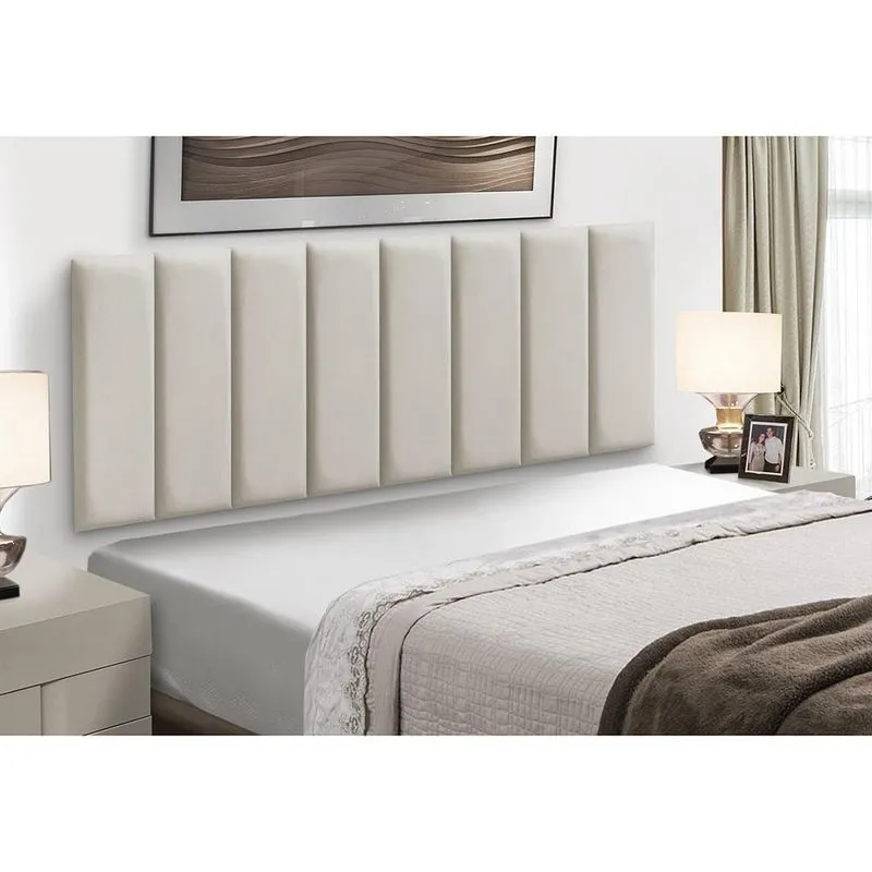 Cabeceira Painel Modular Cama Box Veludo Bege Madelina Decor