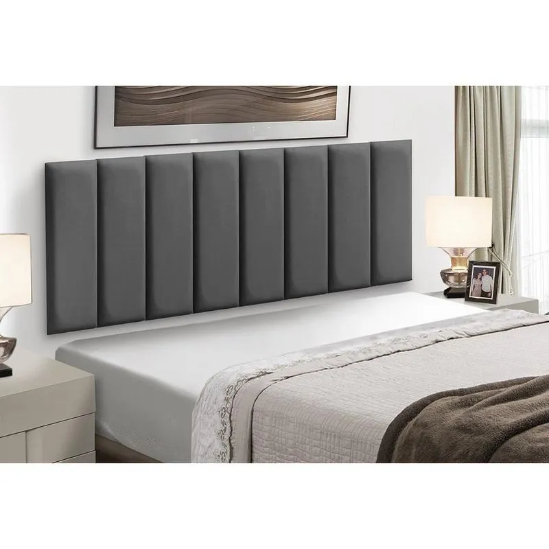 Cabeceira Painel Modular Cama Box Veludo Cinza Madelina Decor