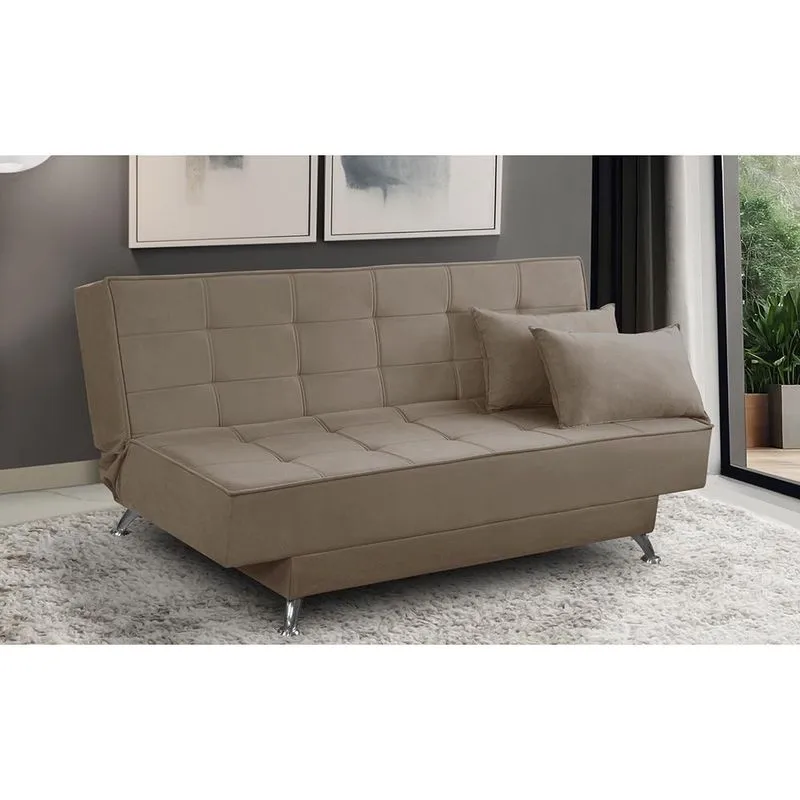 Sofá Cama 3 lugares 1,80m Diana Suede Capuccino Adonai Estofados