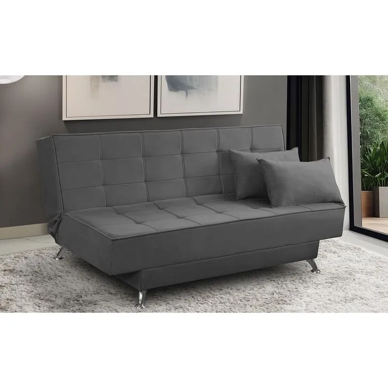 Sofá Cama 3 lugares 1,80m Diana Suede Cinza Adonai Estofados