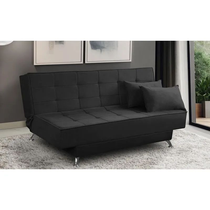 Sofá Cama 3 lugares 1,80m Diana Suede Preto Adonai Estofados