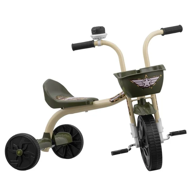 Triciclo Infantil Ultra Bike Militar Boy Verde Com Cesto Segurança Diversão
