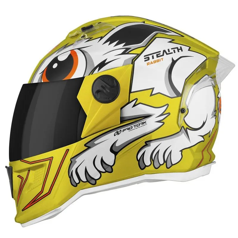 Capacete Stealth Rabbit Brilhante Viseira Fumê Amarelo 56