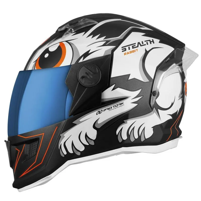 Capacete Stealth Rabbit Brilhante Viseira Iridium Preto 62