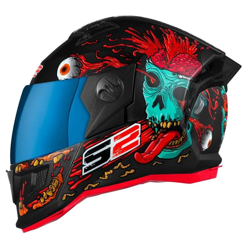 Capacete Stealth Zombie Fosco Viseira Iridium Preto 60