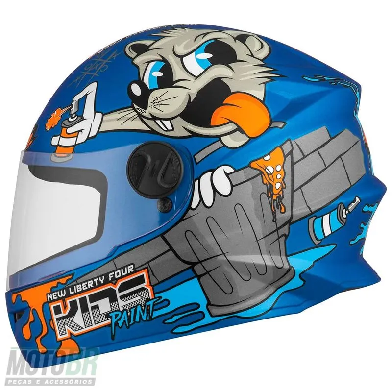Capacete Pro Tork Infantil Four Paint Fosco Azul 54