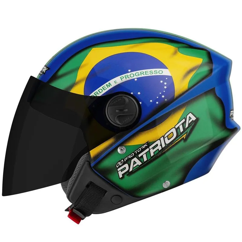 Capacete Aberto Moto New Liberty 3 Patriota Vis. Fumê Azul