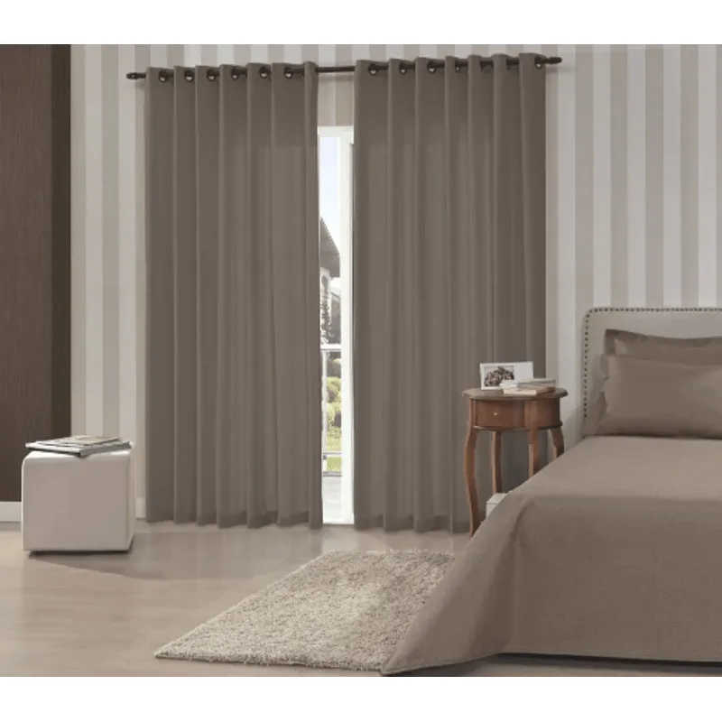 Cortina Rústica Pantex Taupe 02 3.00x1.70m Bella Janela