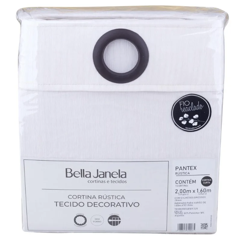 Cortina Rústica Pantex 200x160 Bella Janela Cru - BELLA JANELA