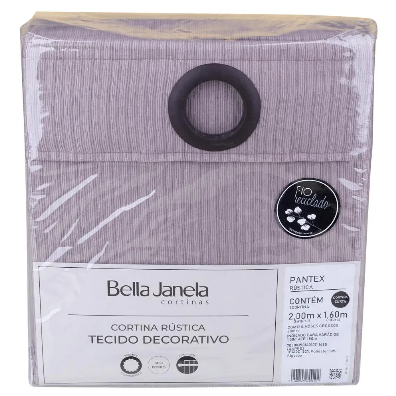 Cortina Rústica Pantex 200x160 Bella Janela Taupe - BELLA JANELA
