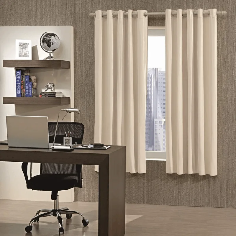 Cortina Corta Luz PVC 260x230 Ilhós Bege Cinza Bella Janela