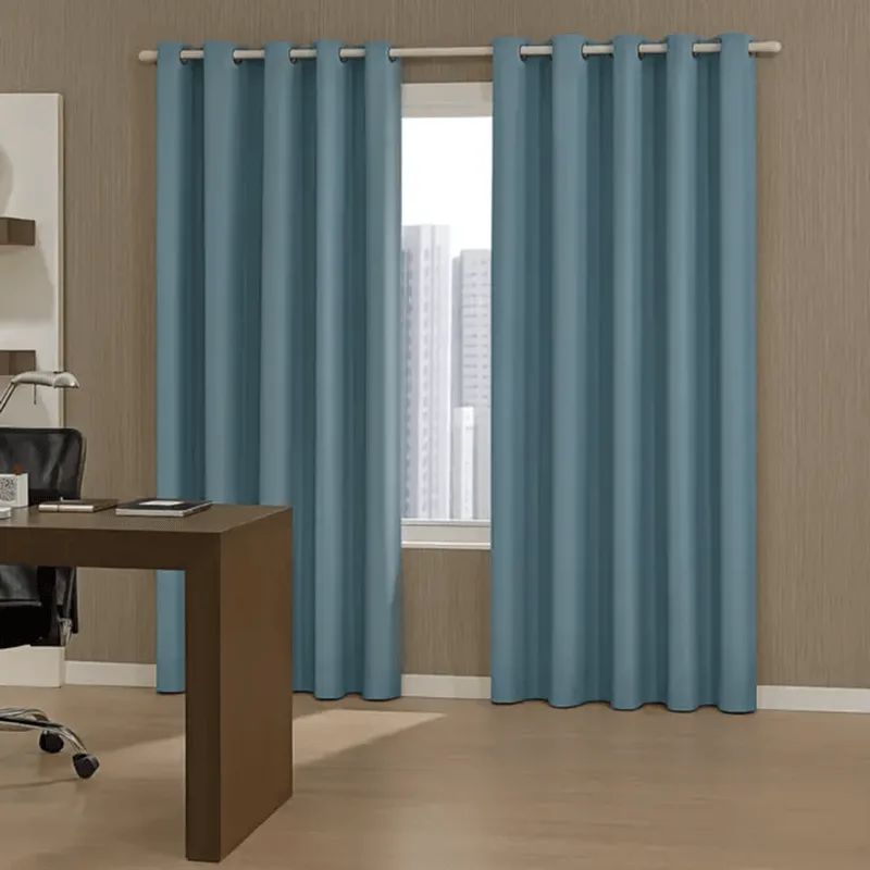 Cortina Corta Luz 260x230 Ilhós Azul Bruma Cinza Bella Janela