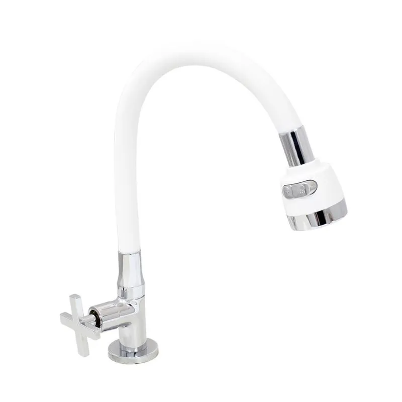 Torneira Cozinha Mesa Flexível Branca C29 Duplo Jato Gourmet