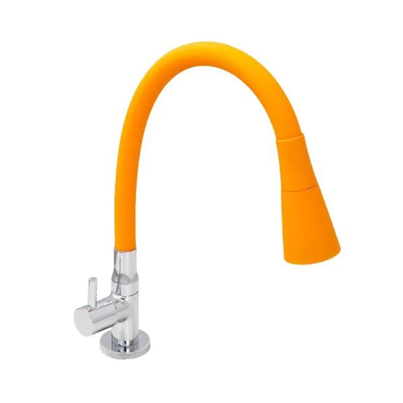 Torneira Cozinha Mesa Silicone Laranja C61 Cone Duplo Jato
