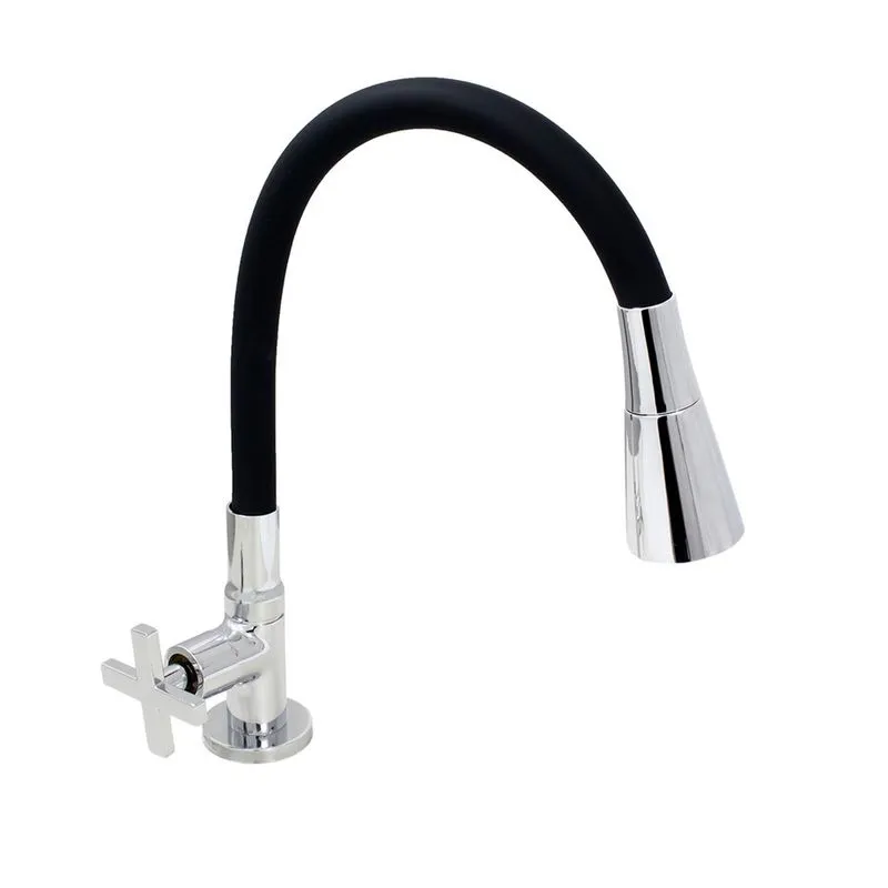 Torneira Cozinha Mesa Silicone Preto C29 Cone Jato Duplo