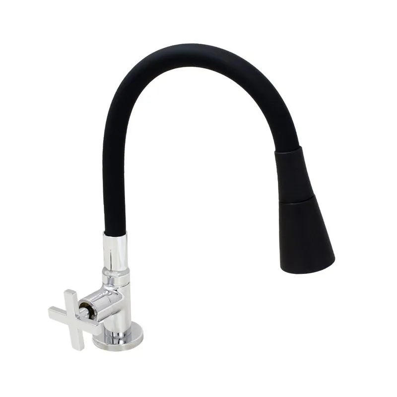 Torneira Cozinha Mesa Silicone Preto C29 Cone Jato Duplo