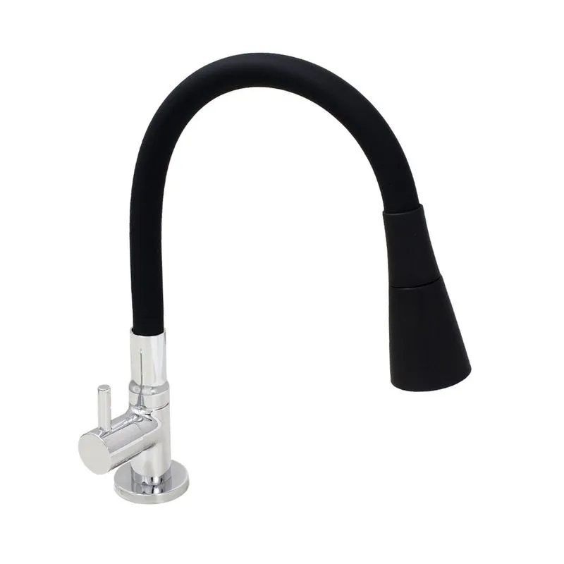 Torneira Cozinha Mesa Silicone Preto C61 Cone Duplo Jato