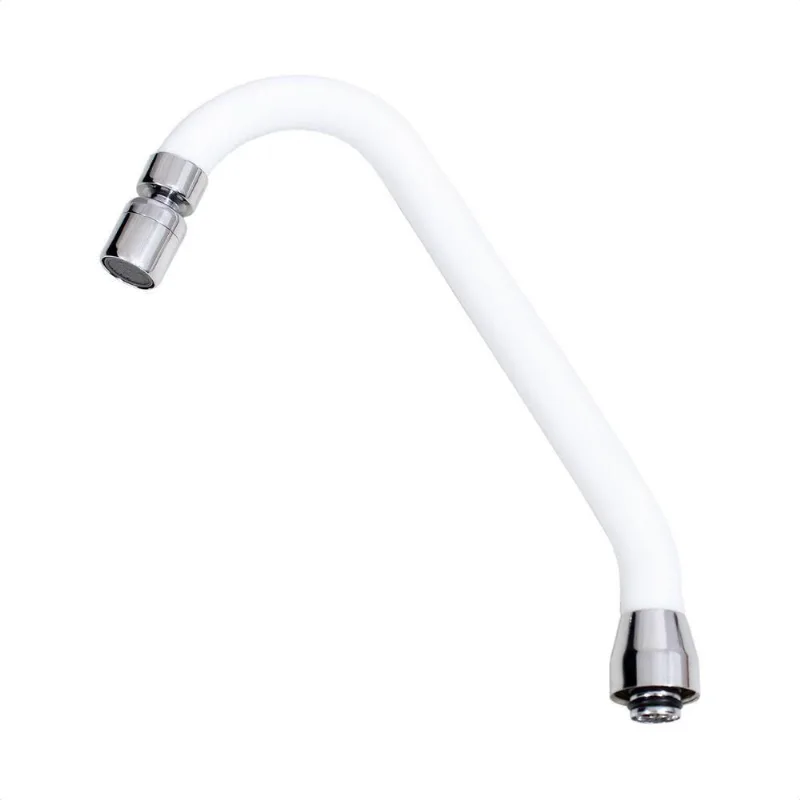 Tubo J Silicone Branco Arejador Articulavel Latão Cromado