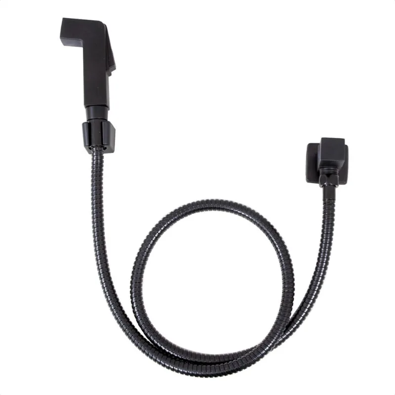 Ducha Higiênica Quadrada Com Registro Em Metal Black Matte