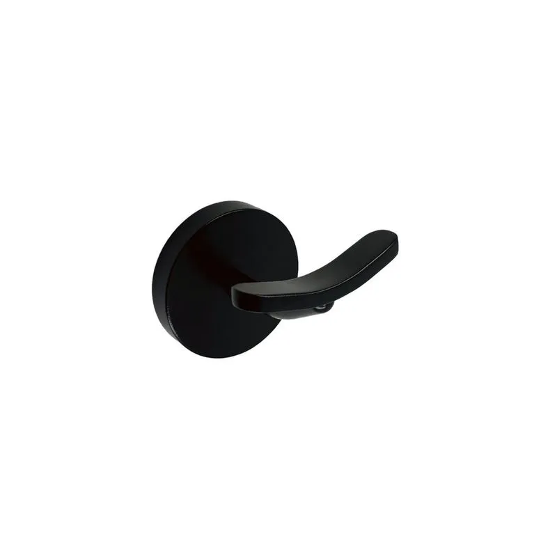 Cabide Duplo Porta Toalha Preto Fosco Gancho Toalheiro Inox
