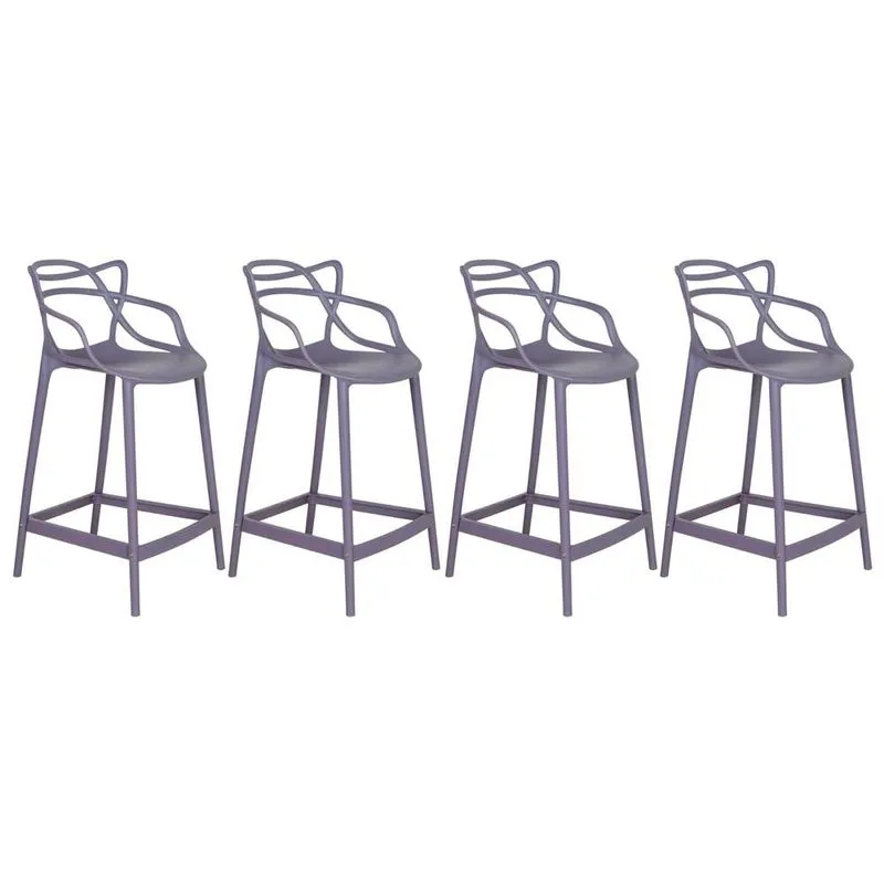 Kit 4 banquetas médias Masters Allegra 66 cm Cinza névoa