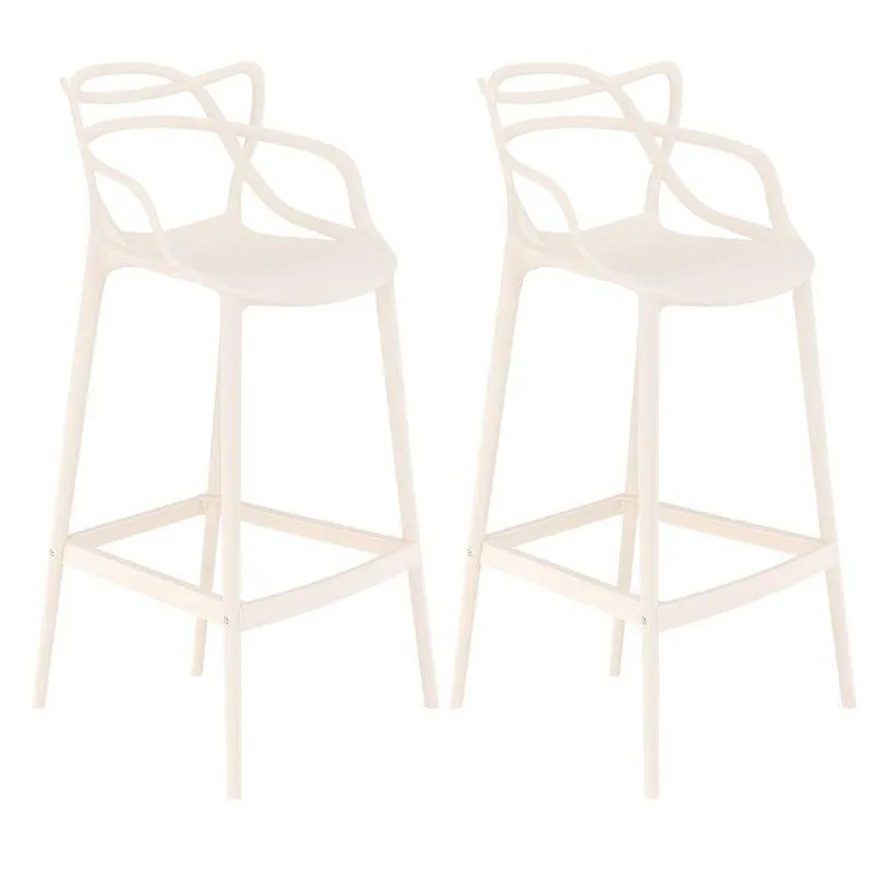 Kit 2 Banquetas Altas Bancada Cozinha Masters Allegra Creme