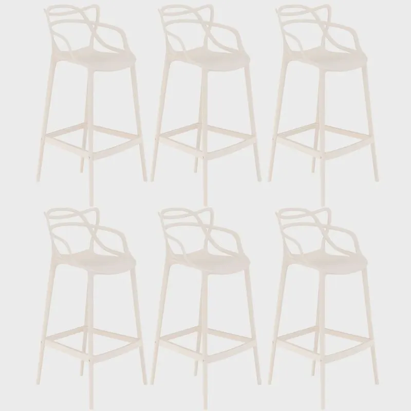 Kit 6 banquetas altas bancada cozinha Masters Allegra Creme